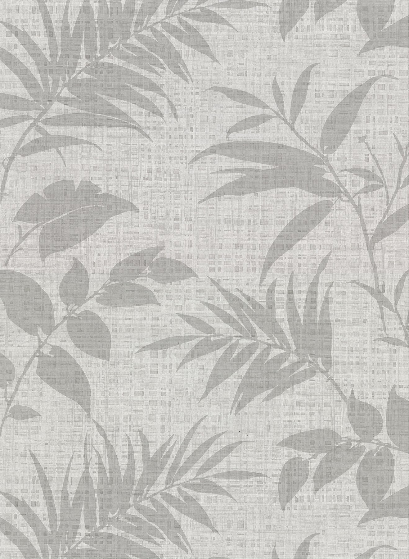 Chandler Light Grey Botanical Faux Grasscloth Wallcovering