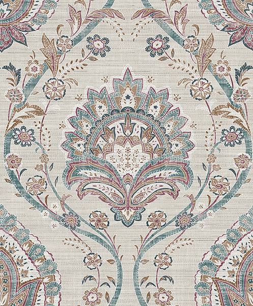 Teigen Multicolor Floral Damask Wallpaper