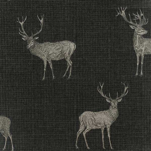 Hank Charcoal Stag Wallpaper