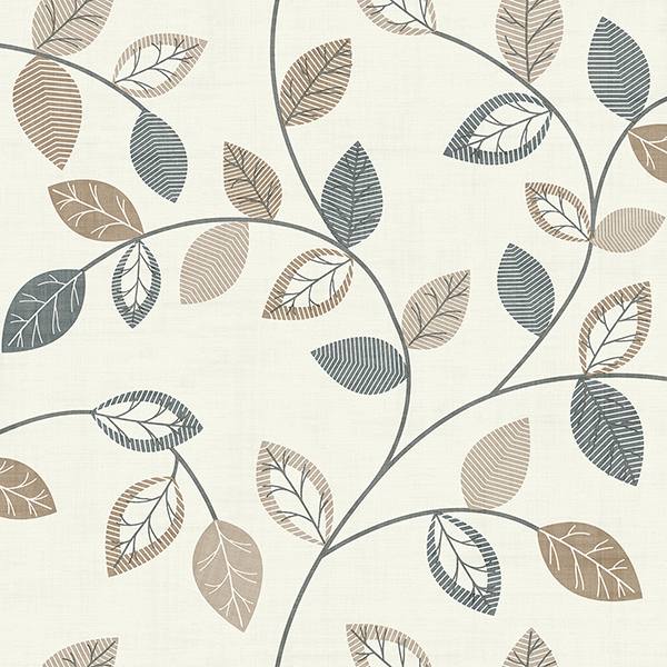 Sylvie Neutral Leaf Trail Wallpaper