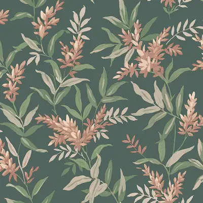 Olivia Dark Green Floral Wallpaper