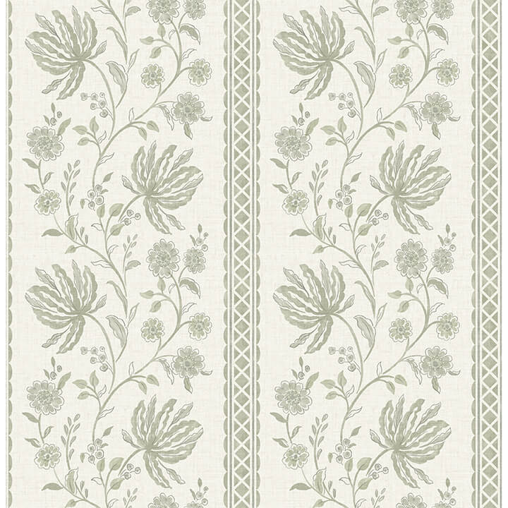 Edgemoor Sage Lacobean Stripe Wallpaper