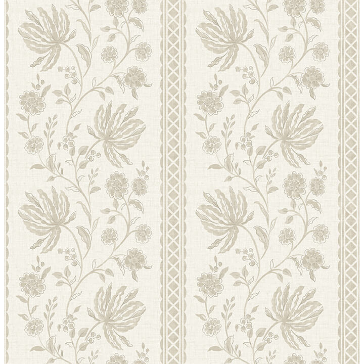 Edgemoor Taupe Lacobean Stripe Wallpaper