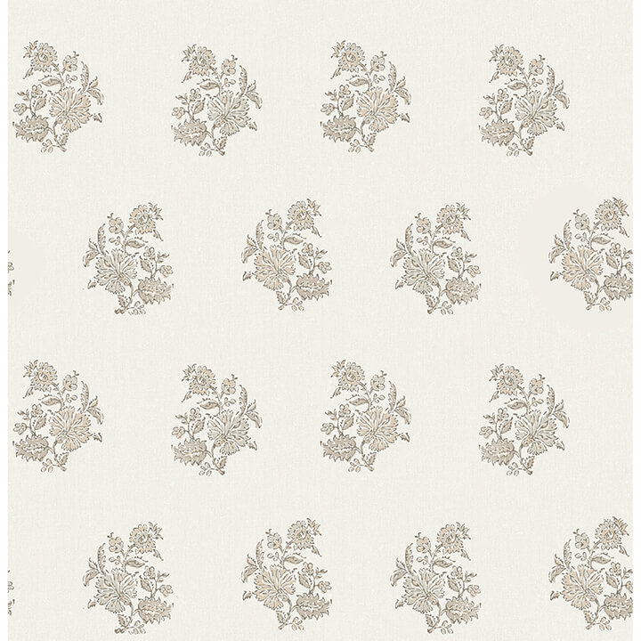 Overbrook Taupe Bouquet Toss Wallpaper
