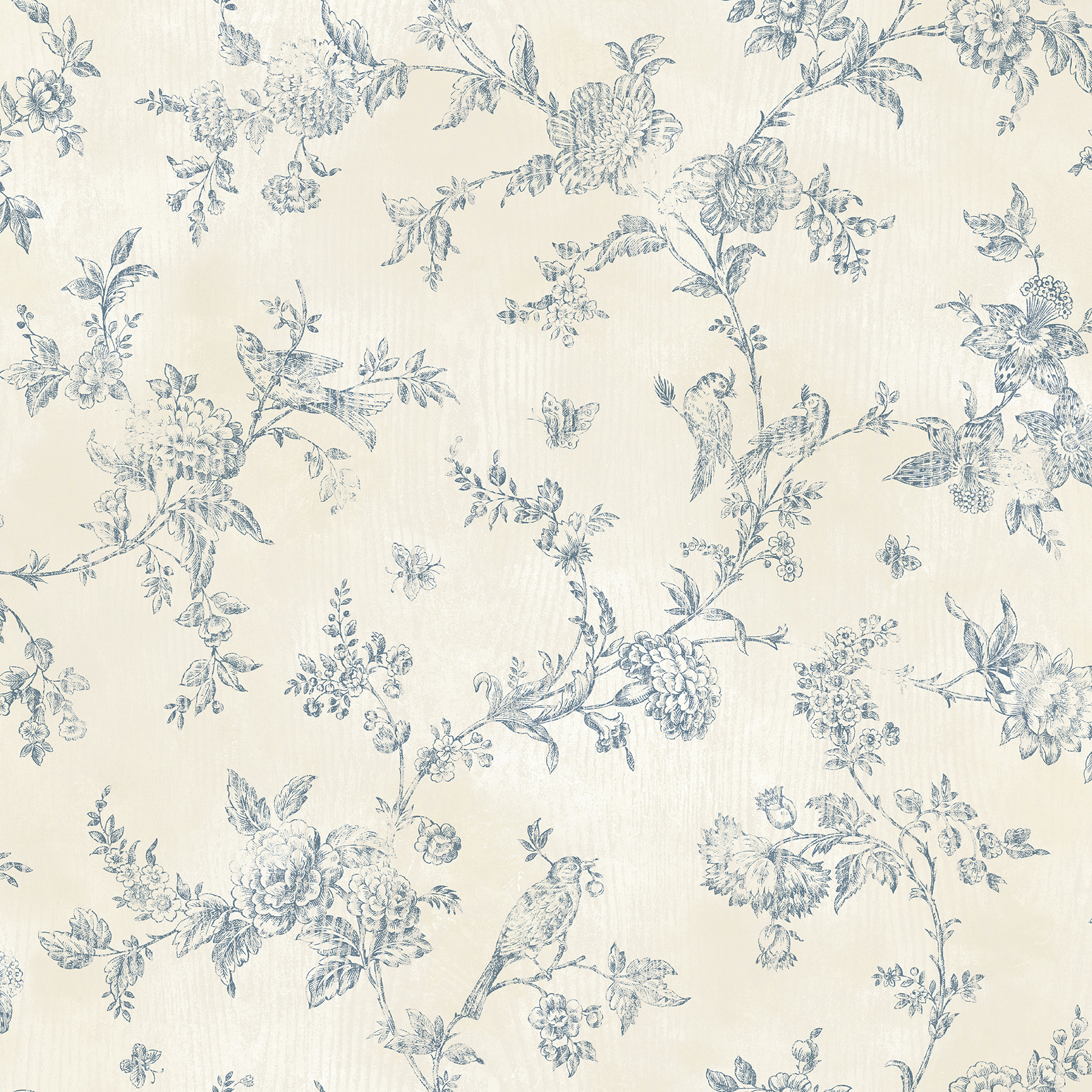 French Nightingale Blue Trail Wallpaper