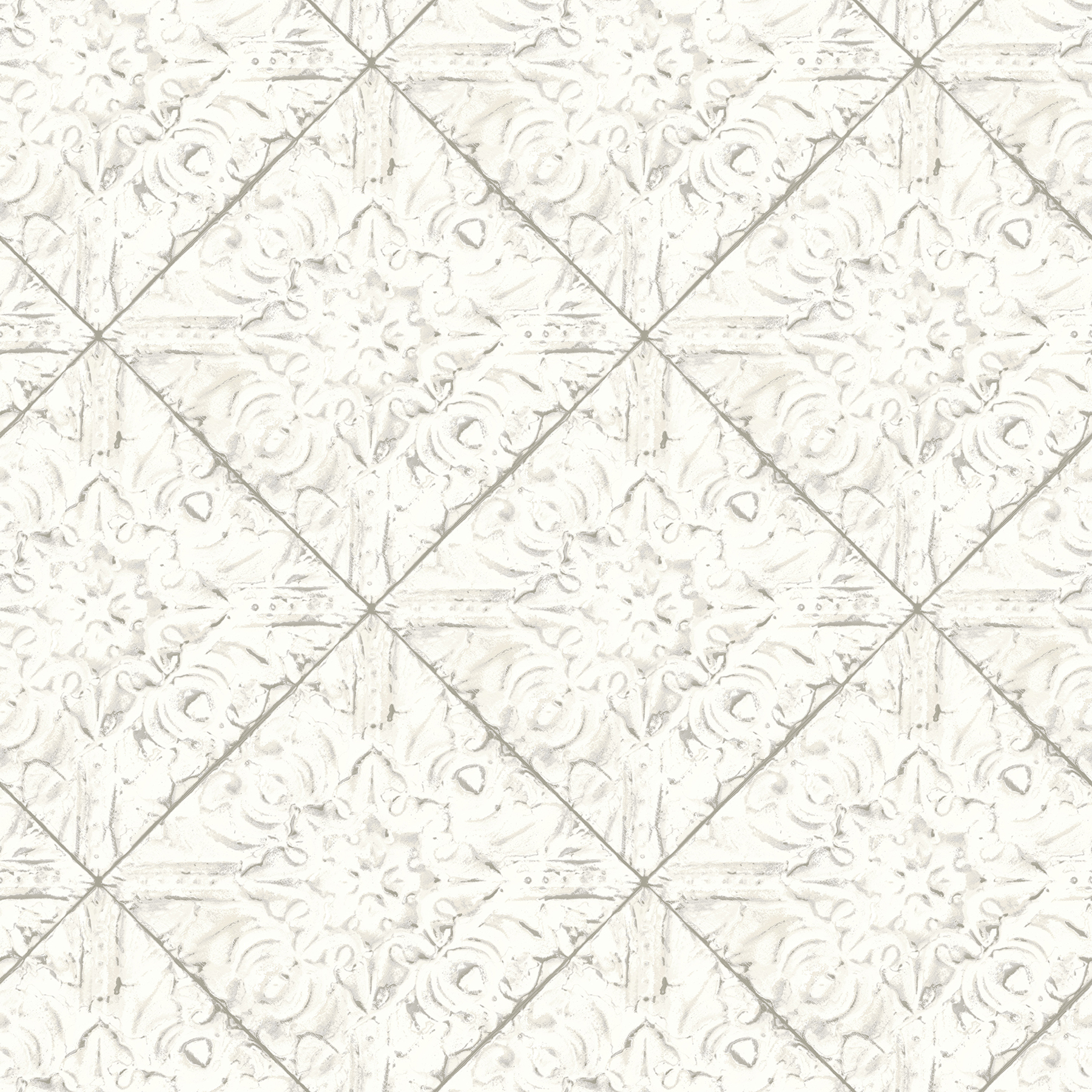 Brandi White Tin Tile Wallpaper