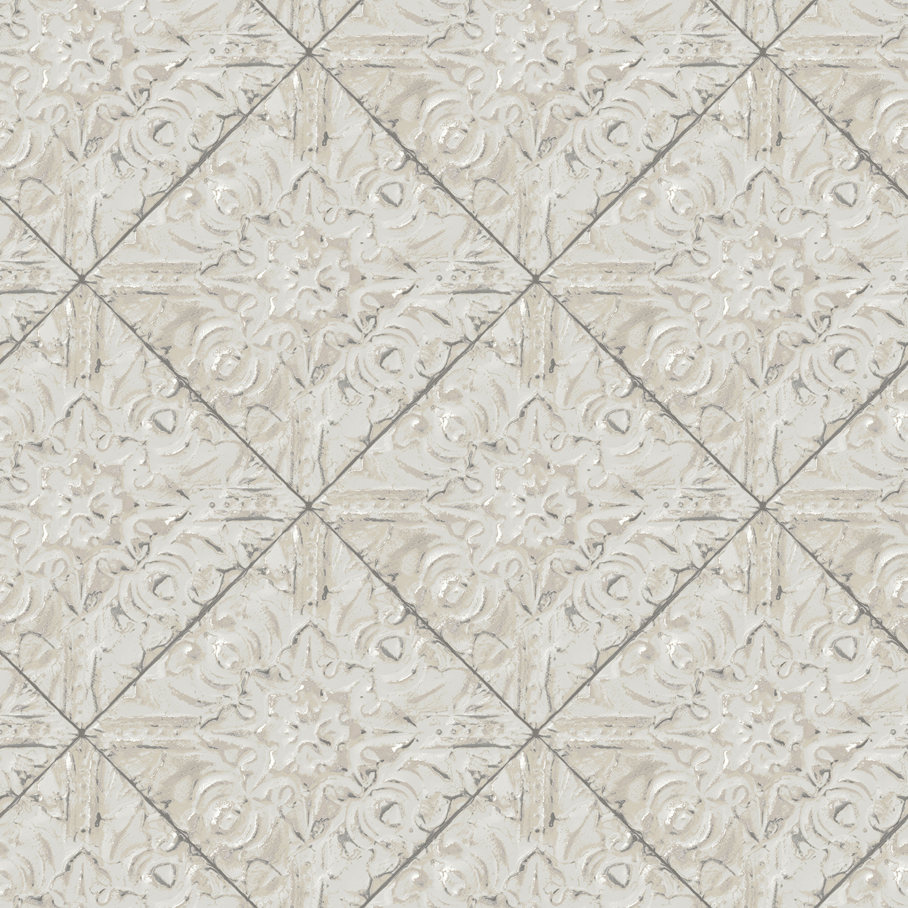 Brandi Grey Tin Tile Wallpaper