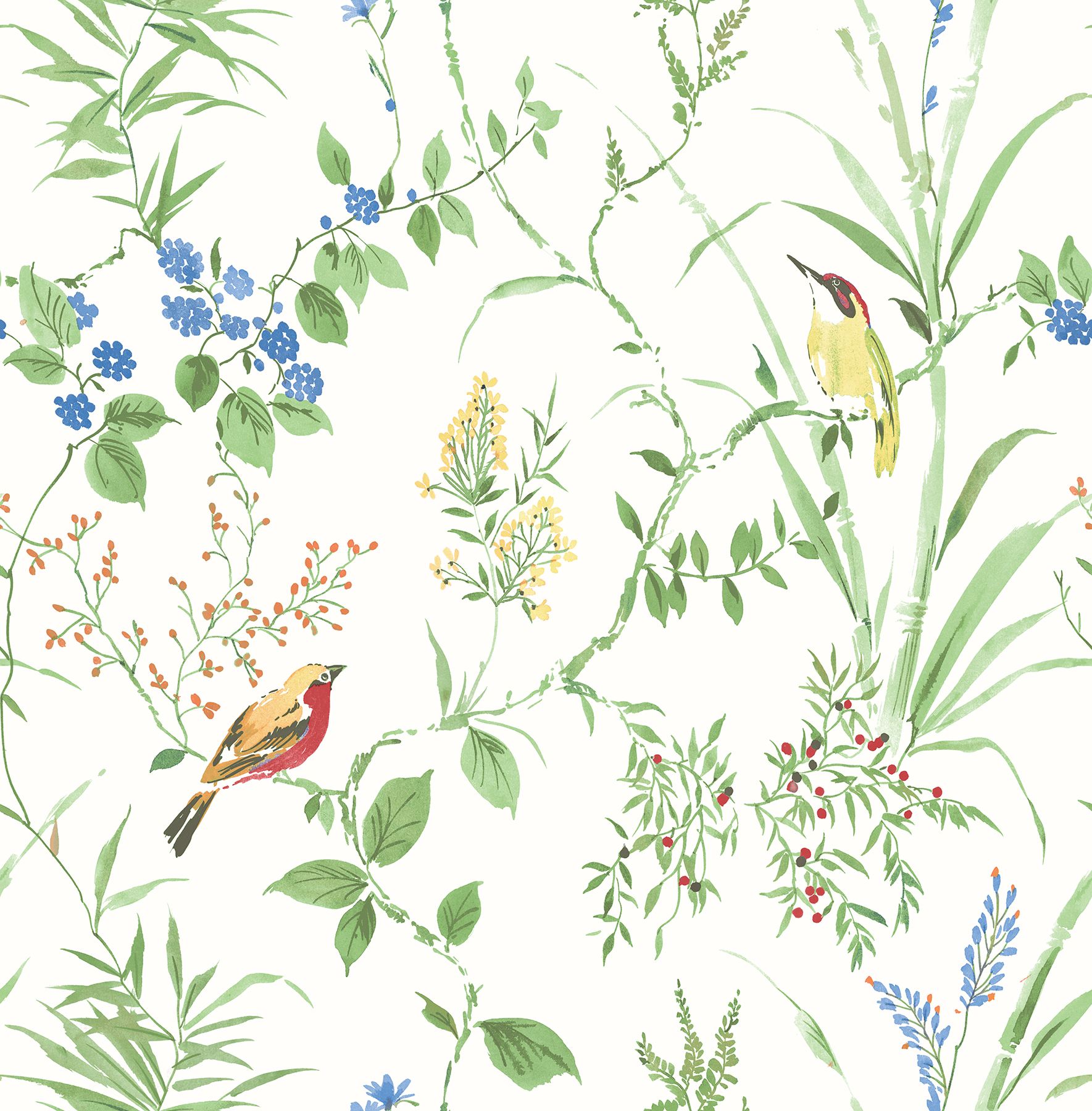 Imperial Garden Green Botanical Wallpaper