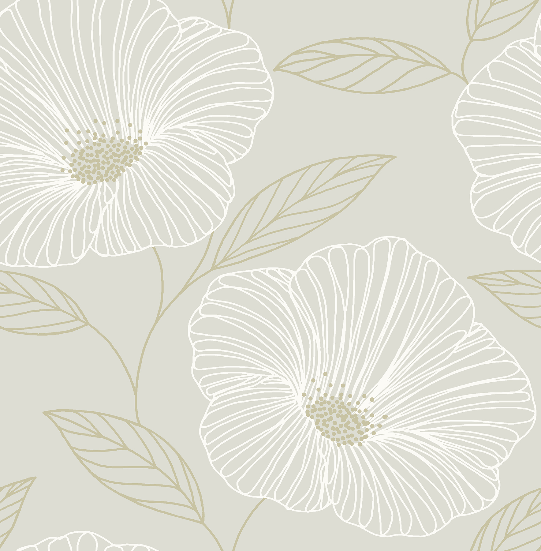 Mythic Light Grey Floral Wallpaper