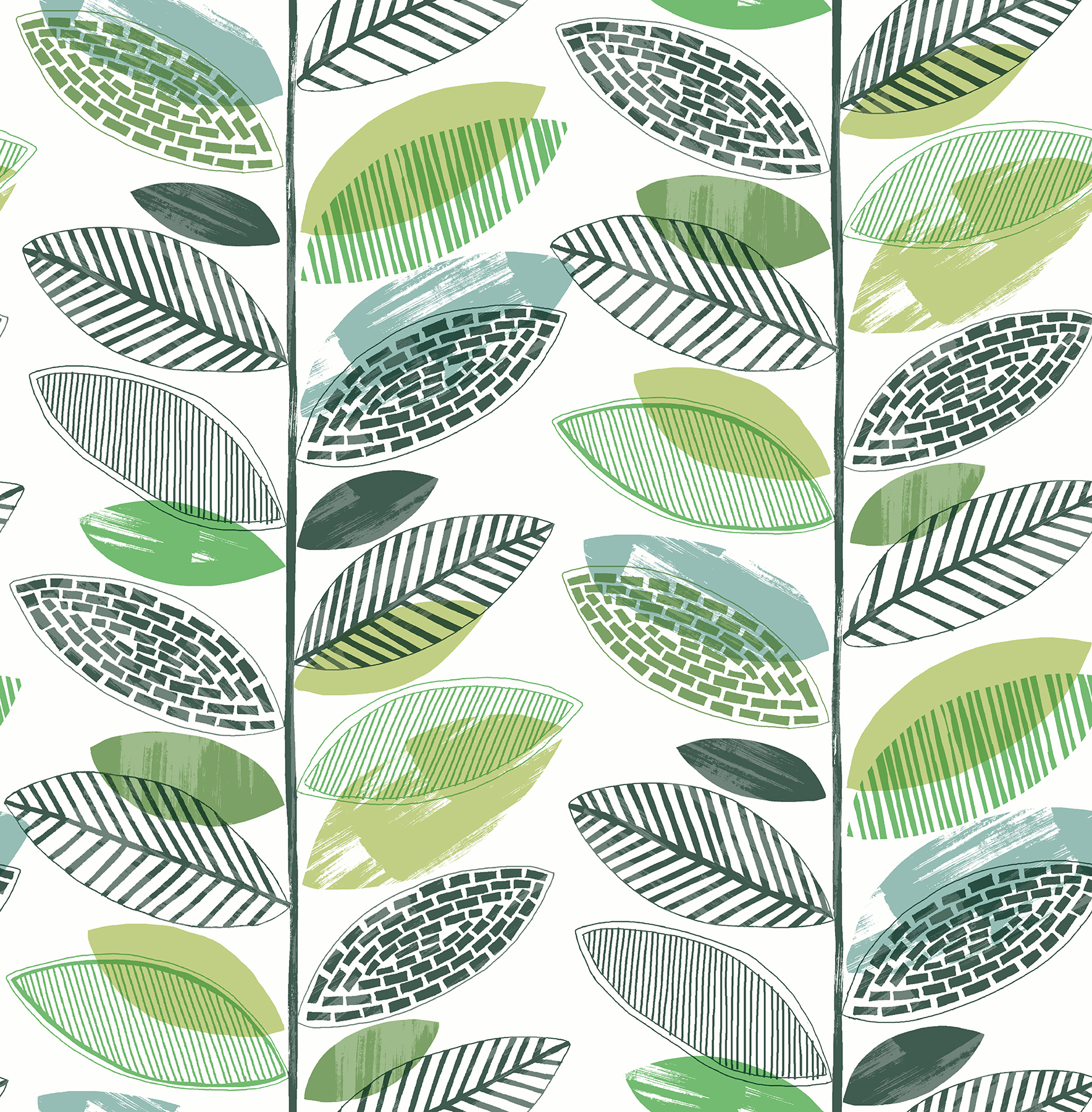 Nyssa Green Leaves Wallpaper