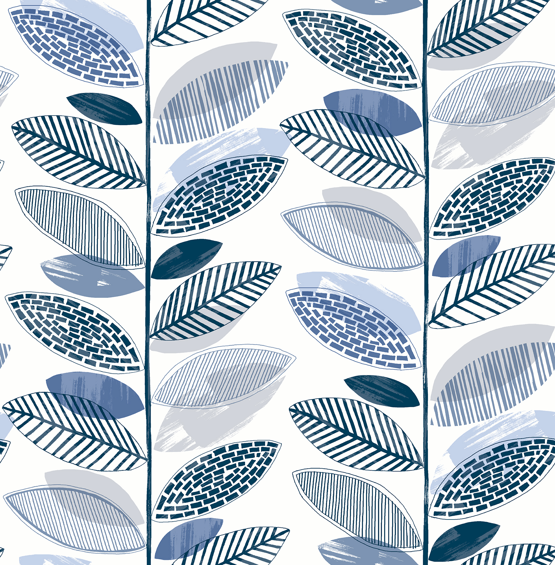 Nyssa Blue Leaves Wallpaper