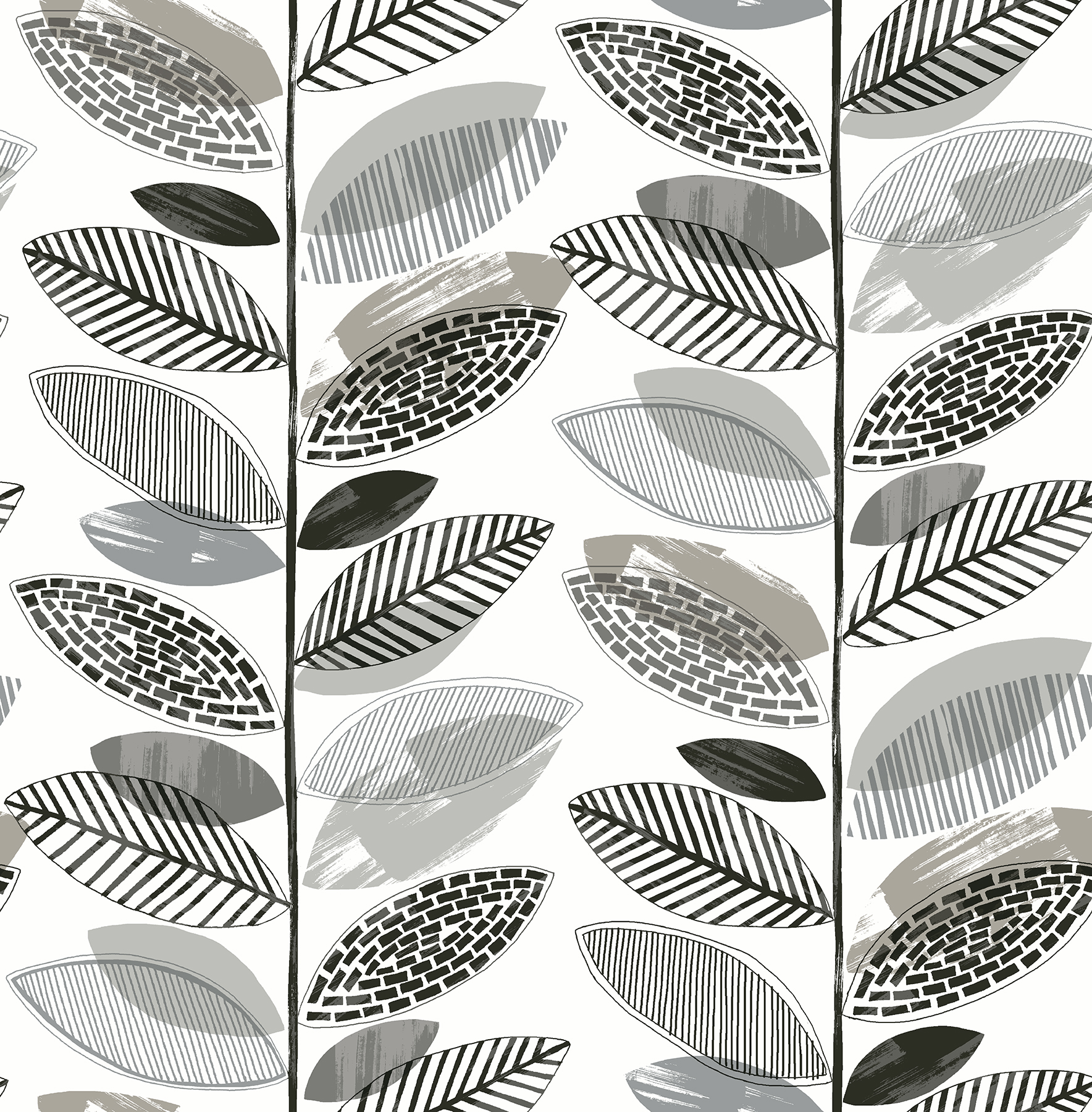 Nyssa Grey Leaves Wallpaper
