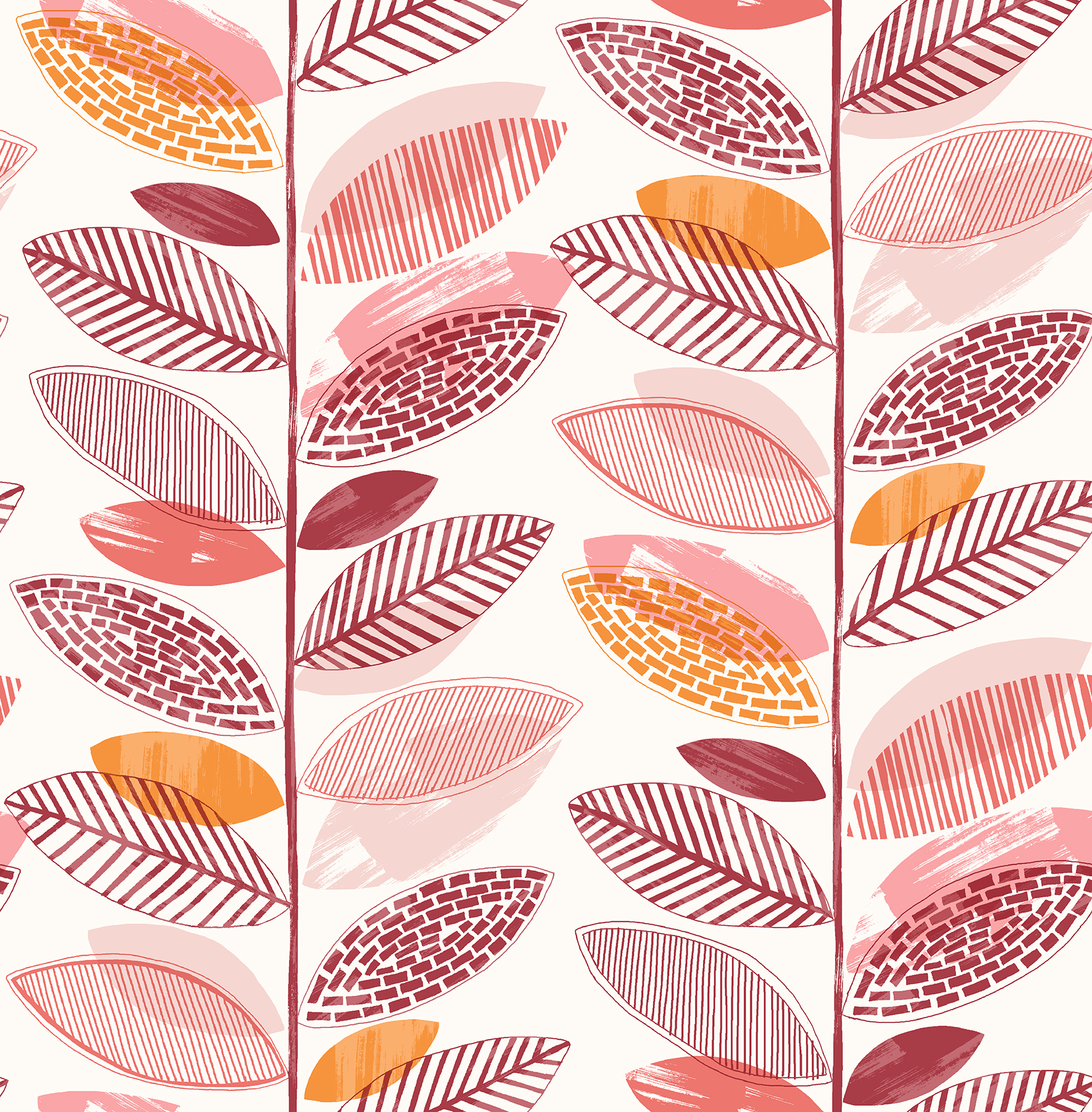 Nyssa Coral Leaves Wallpaper