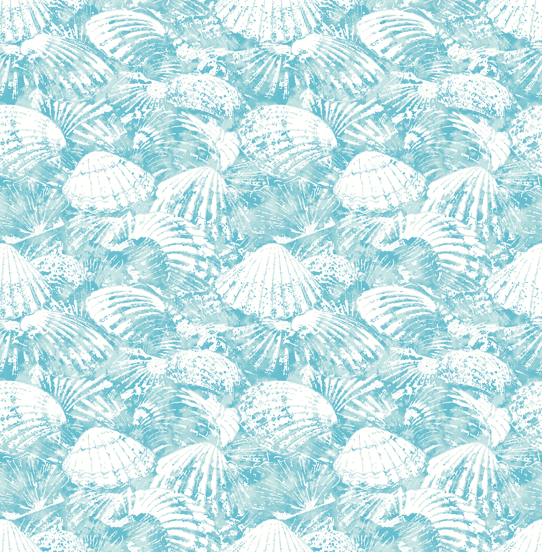 Surfside Aqua Shells Wallpaper