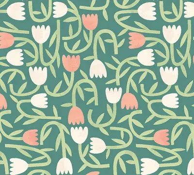 Aino Green Tiny Tulip Wallpaper