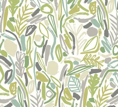 Verdure Lime Painted Botanical Wallpaper