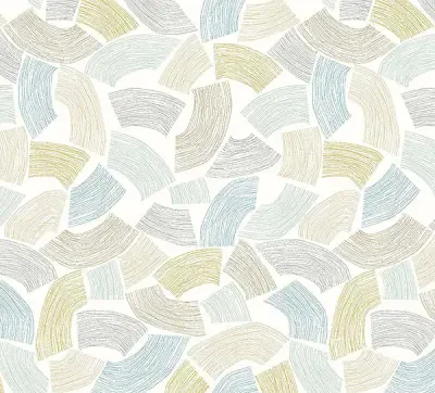 Elements Light Yellow Scribbled Arches Wallpaper