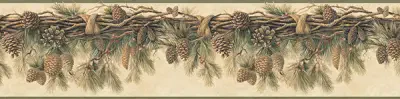 Coulter Olive Pinecone Forest Border