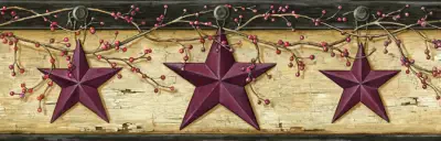 Ennis Maroon Rustic Barn Star Border