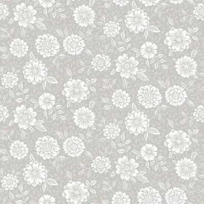 Lizette Grey Charming Floral Wallpaper