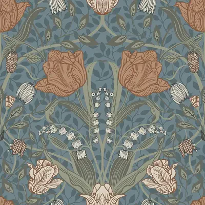 Fillippa Blue Tulip Wallpaper