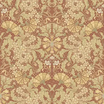 Ojvind Rust Floral Ogee Wallpaper