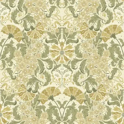 Ojvind Gold Floral Ogee Wallpaper