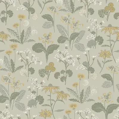 Magdalena Light Green Dandelion Wallpaper