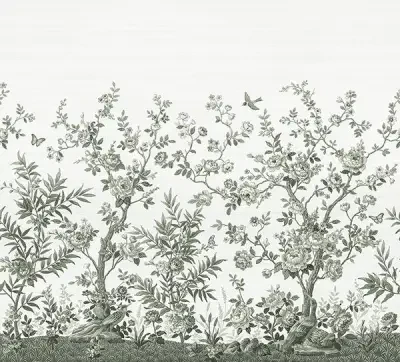 Forest Chinoiserie Sage Green Wall Mural