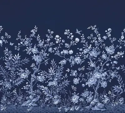 Twilight Chinoiserie Midnight Blue Wall Mural