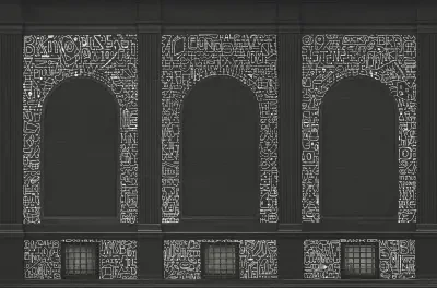 BKLYN Bank Windows Black Wall Mural