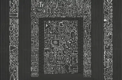 BKLYN Bank Entrance Black Wall Mural