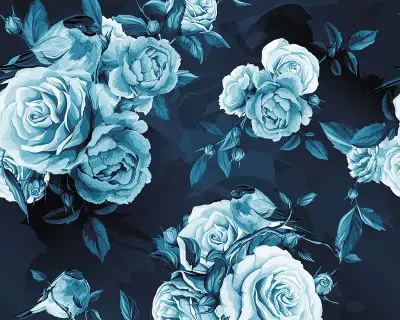 Blue Roses Wall Mural