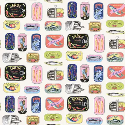 Cream Sardine Tins Peel & Stick Wallpaper