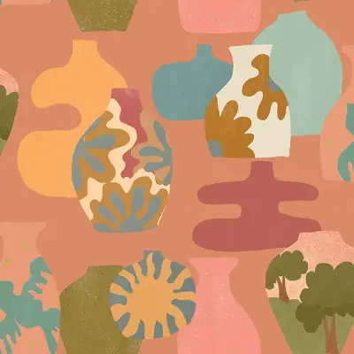 Terracotta Miracle Vases Peel & Stick Wallpaper