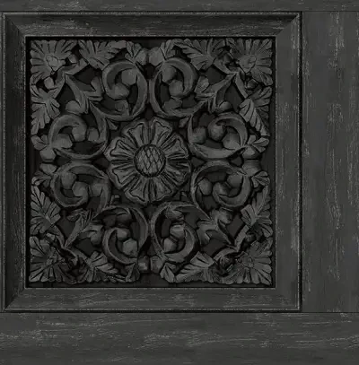 Carved Floral Black Peel & Stick Wallpaper