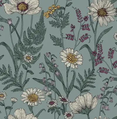 Spring Meadow Blue Peel & Stick Wallpaper