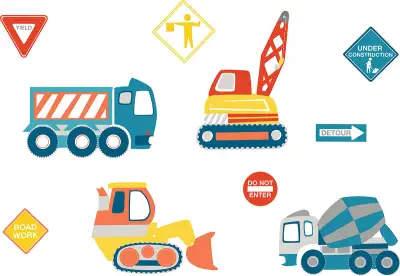 Construction Zone Wall Art Kit