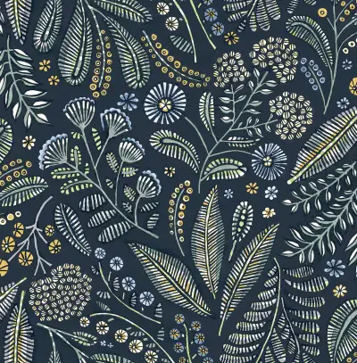 Briar Navy Floral Wallpaper