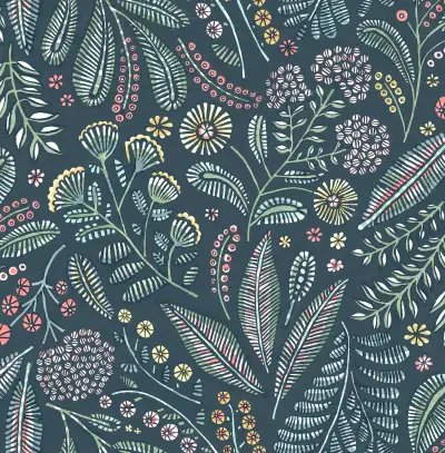 Briar Teal Floral Wallpaper