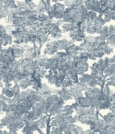 Spinney Blue Toile Wallpaper