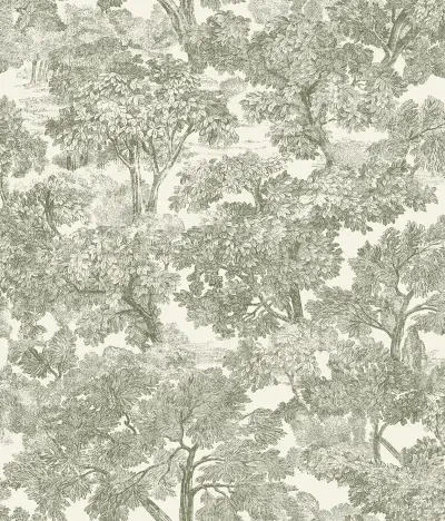 Spinney Green Toile Wallpaper