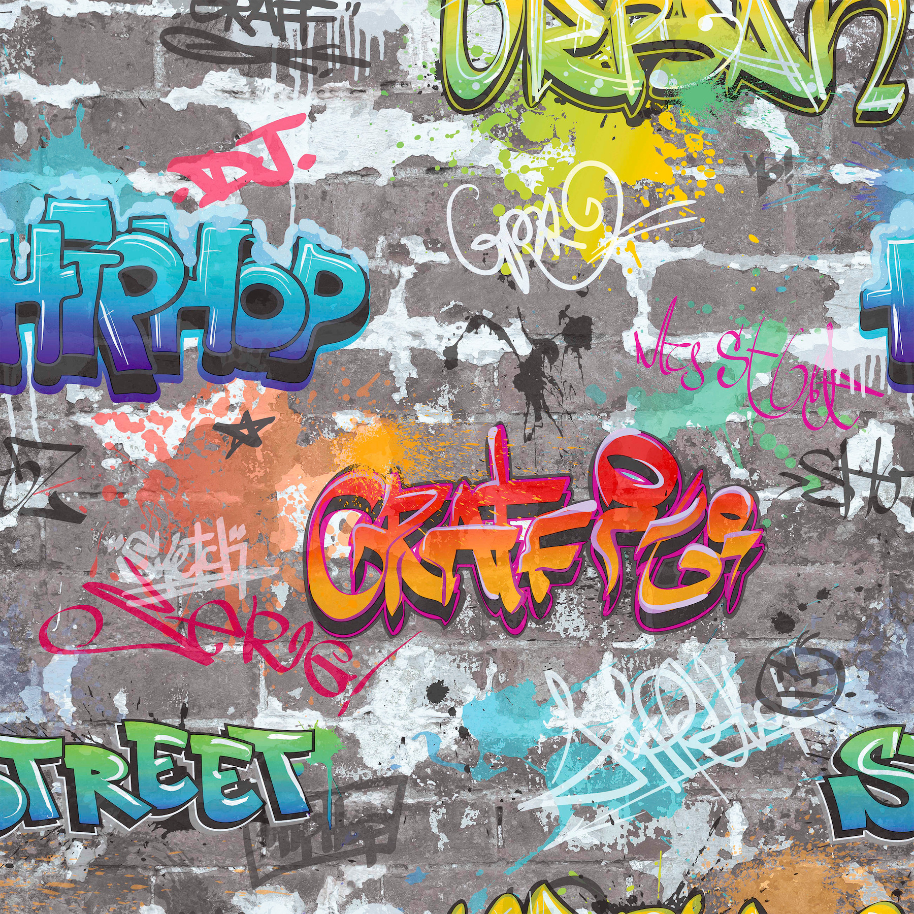 Graffiti Wall Multicolor Street Styles Wallpaper
