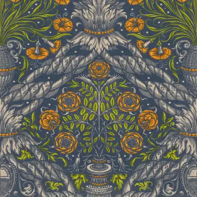 FLORAL ORNAMENT Blue