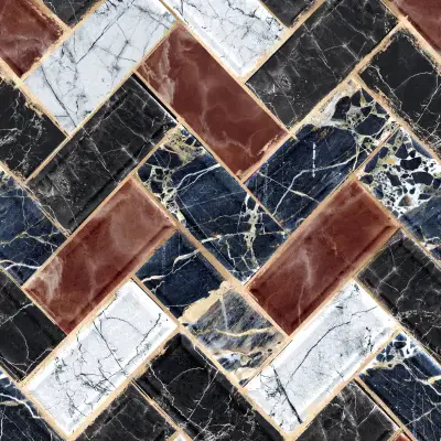 HERRINGBONE Blue, Brown, Black, Gold