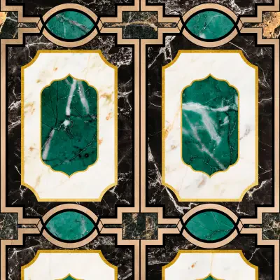 WALDORF Emerald Green, Black, White, Gold