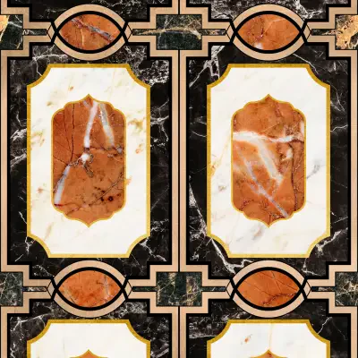 WALDORF Ochre Brown, Black, White, Gold