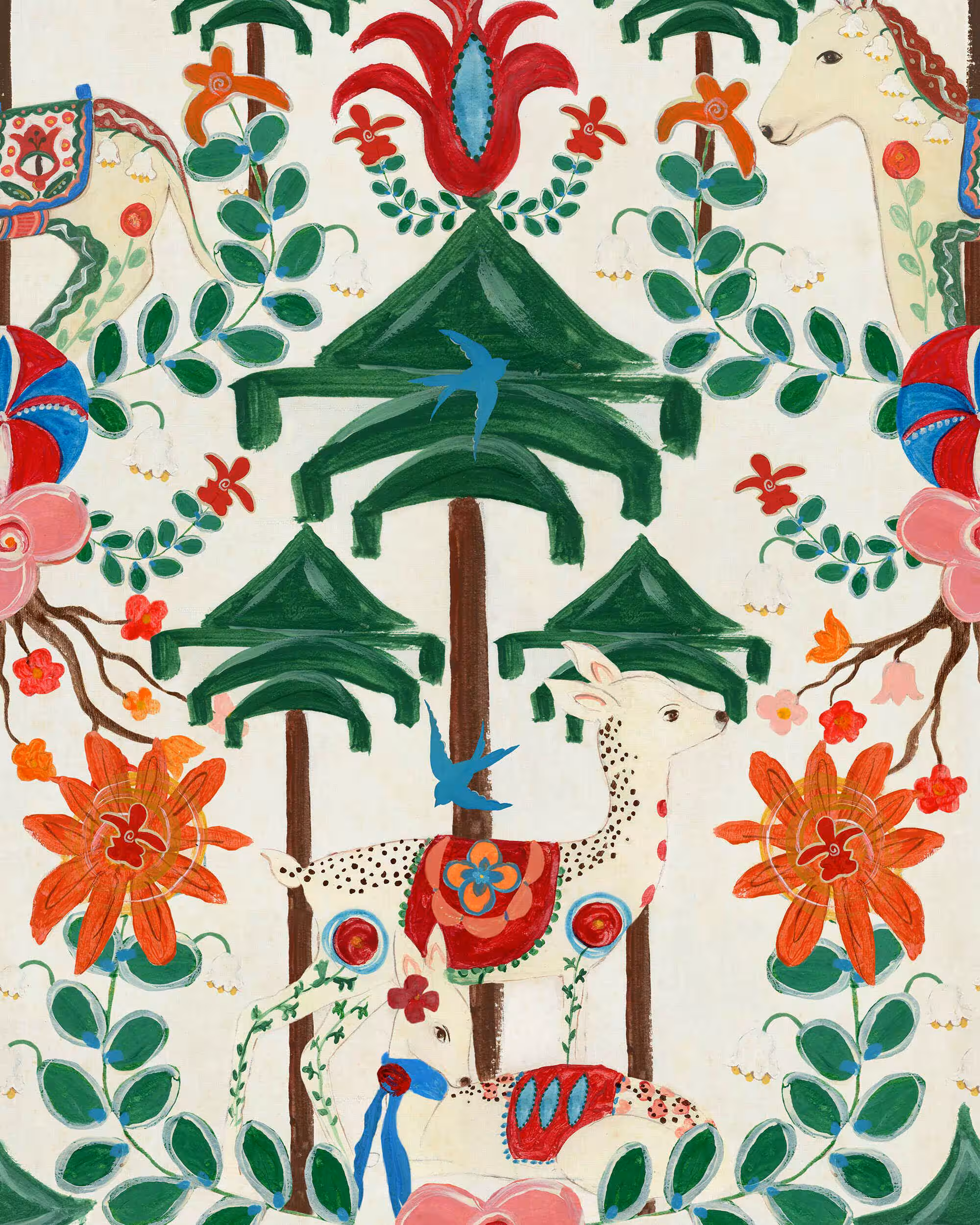 A Woodland Tale Cream Wallpaper