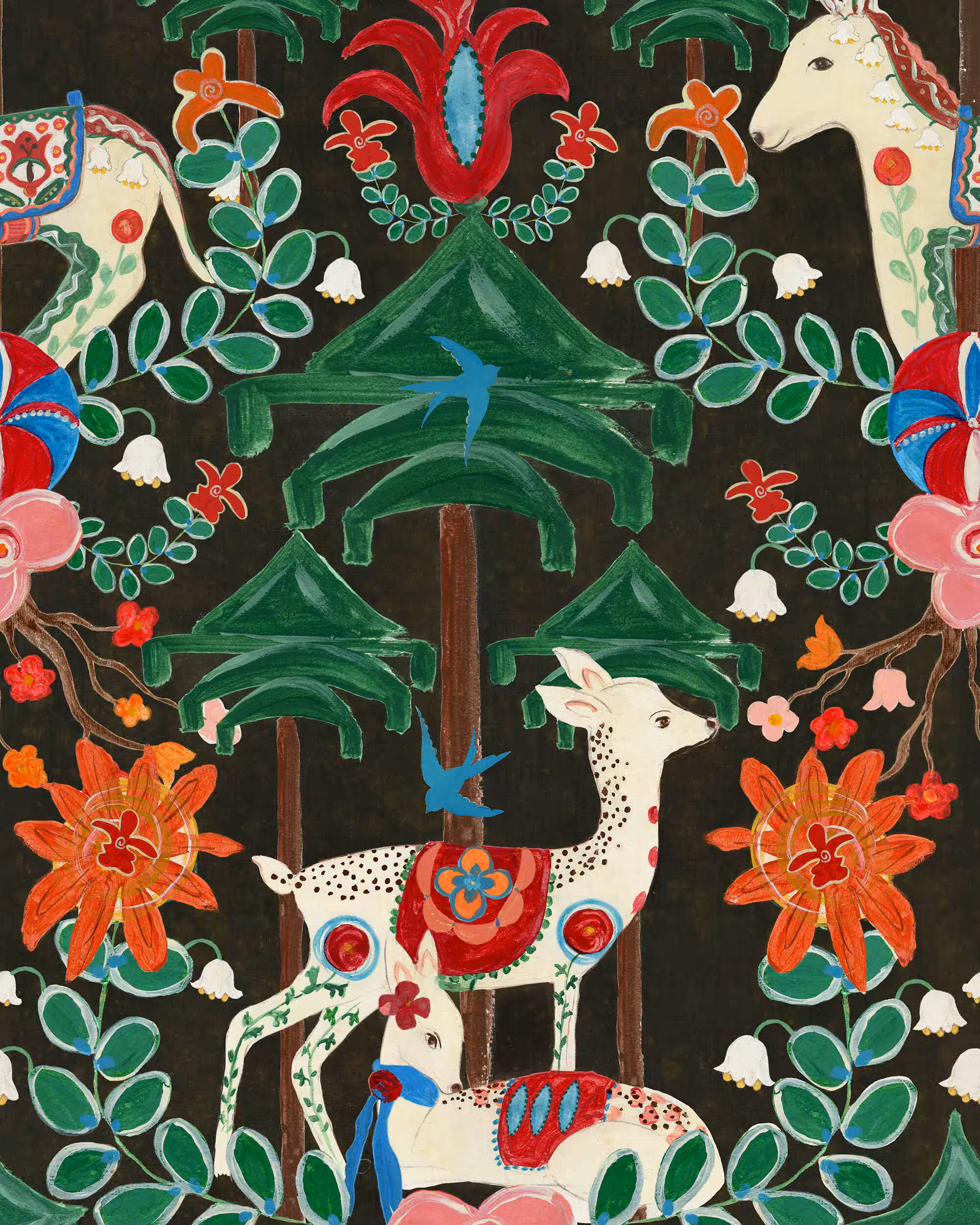A Woodland Tale Anthracite Wallpaper