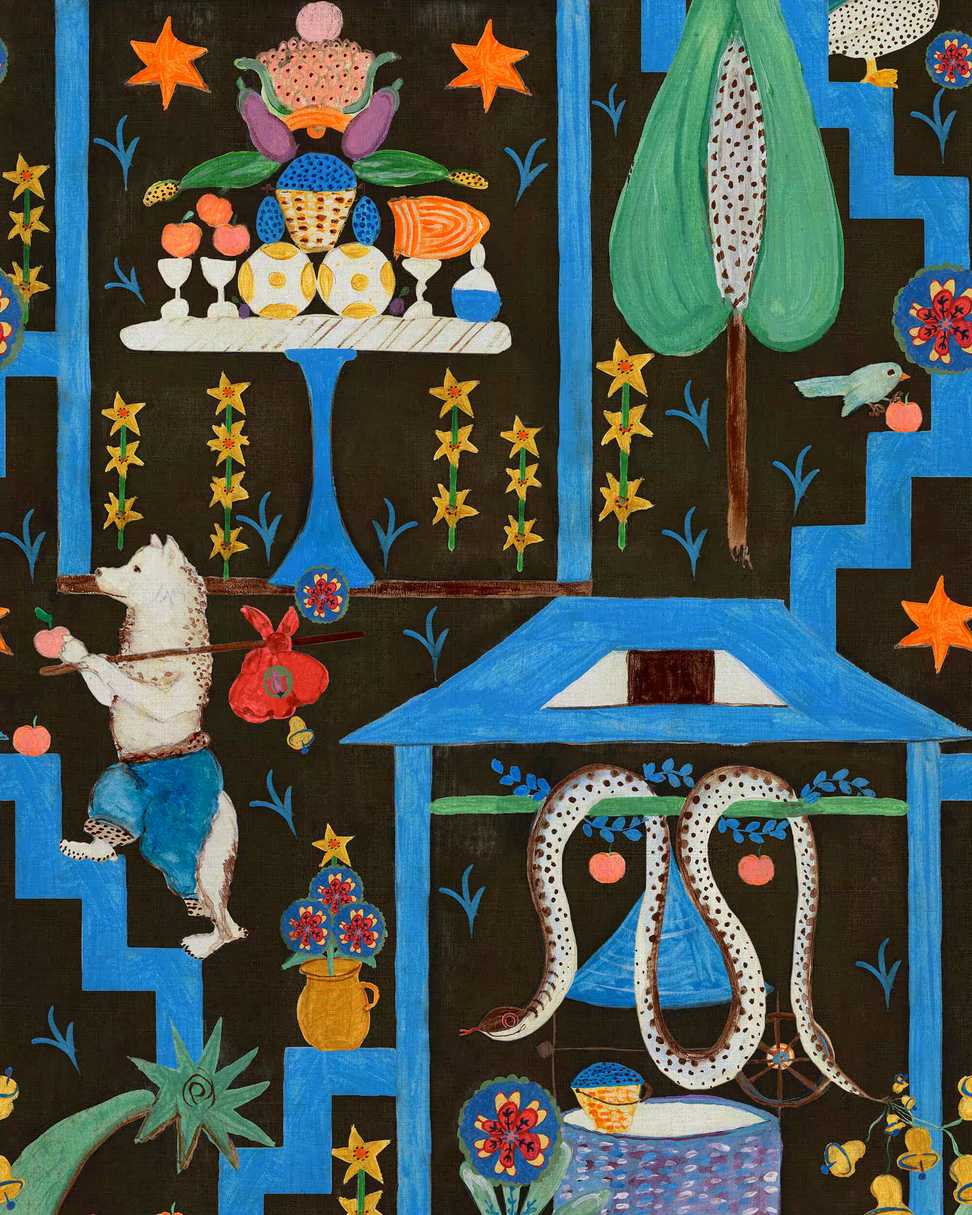 Wonderland Anthracite Wallpaper